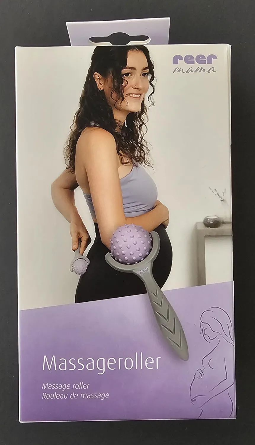 Reer Mama Massageroller Schwangerschaft Massagegerät Grau Lila Entspannung