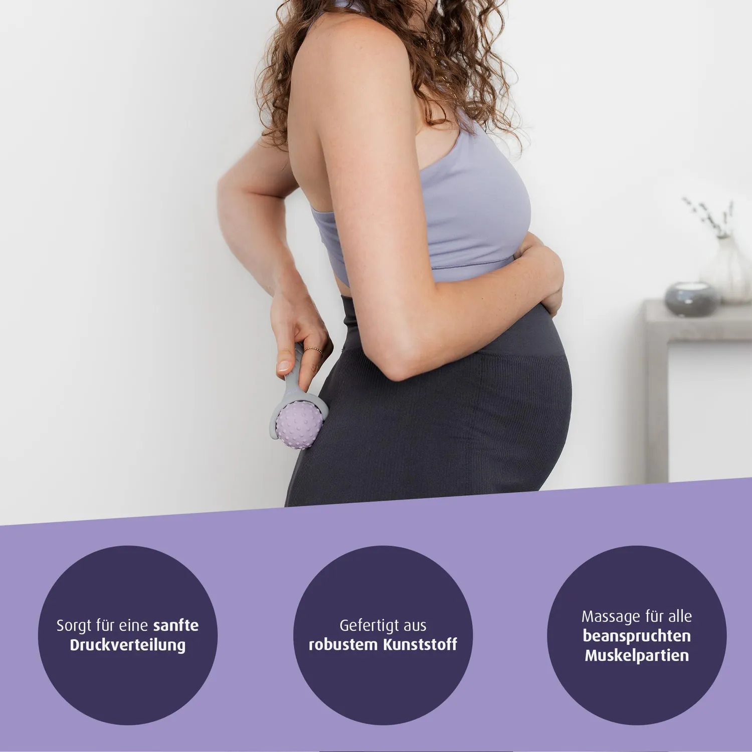 Reer Mama Massageroller Schwangerschaft Massagegerät Grau Lila Entspannung