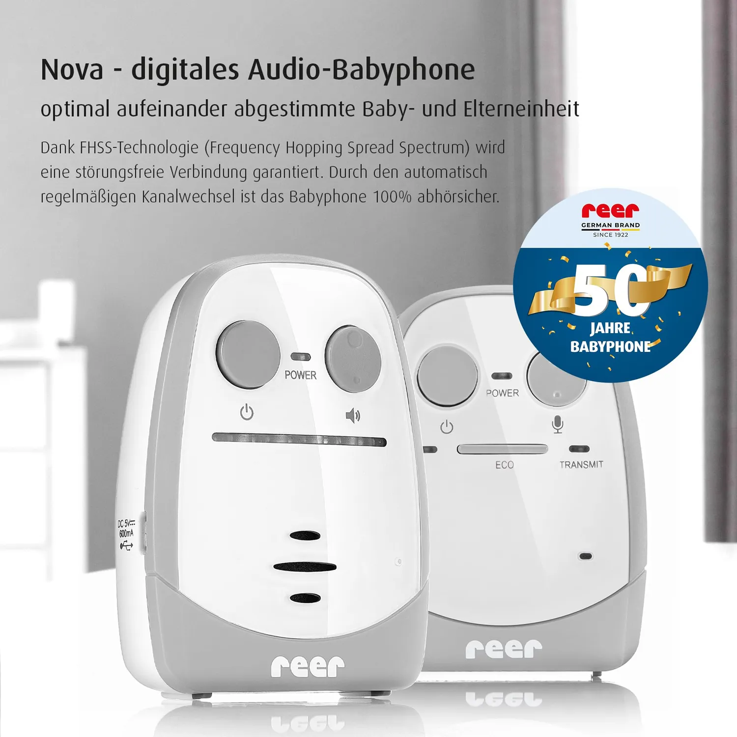 reer Nova 50140 Babyphone weiß 450 m Reichweite