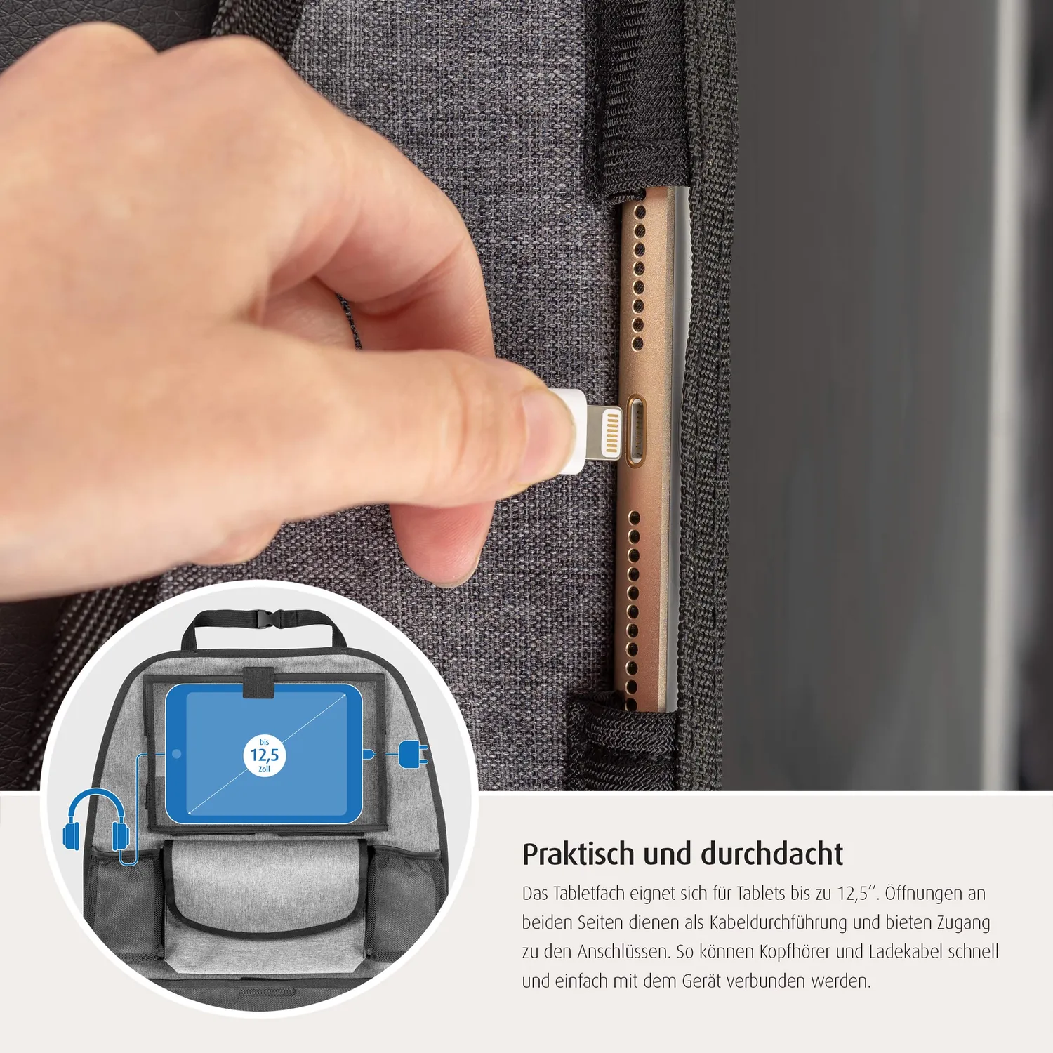 reer TravelKid Entertain Autositz-Organizer Grau Tablet-Fach