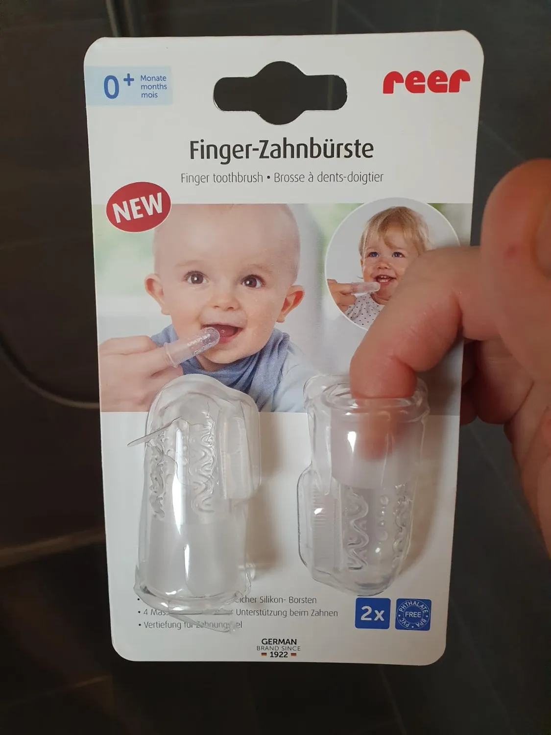 Reer 79249 Finger-Zahnbürste Silikon transparent 2 Stück