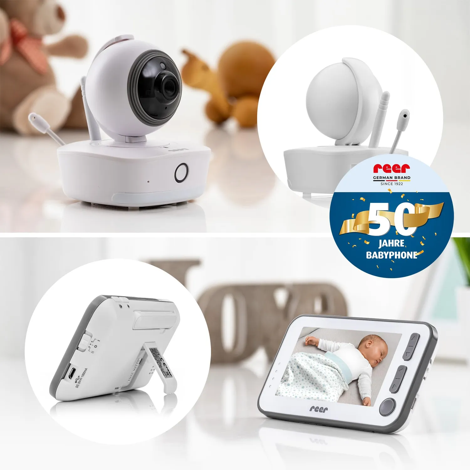 reer 80440 BabyCam XL Video-Babyphone weiß 4,3 Zoll