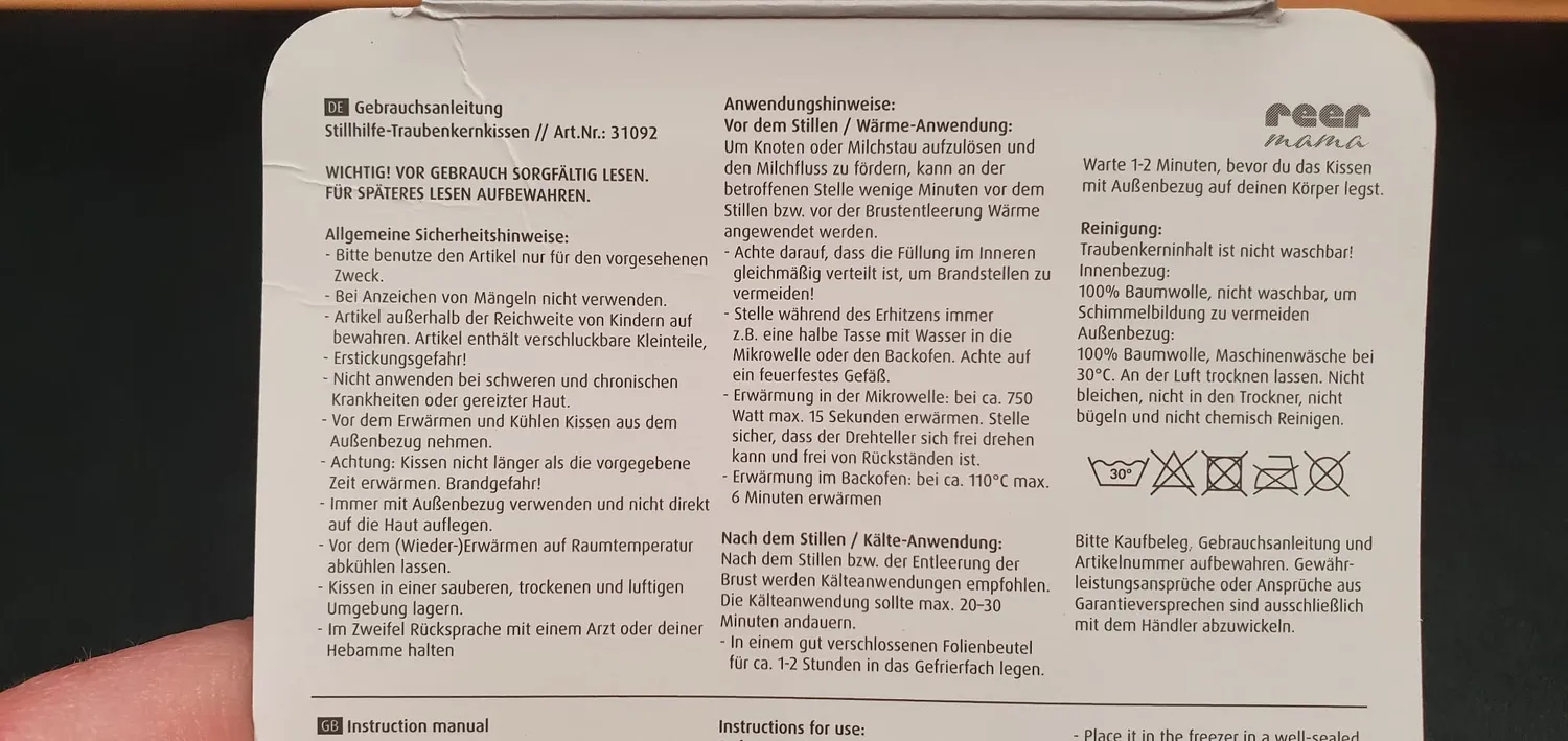 reer Stillhilfe Traubenkernkissen Brust 15 cm