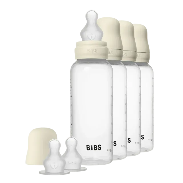 BIBS Babyflasche PP 270 ml 4er-Pack Ivory Silikon