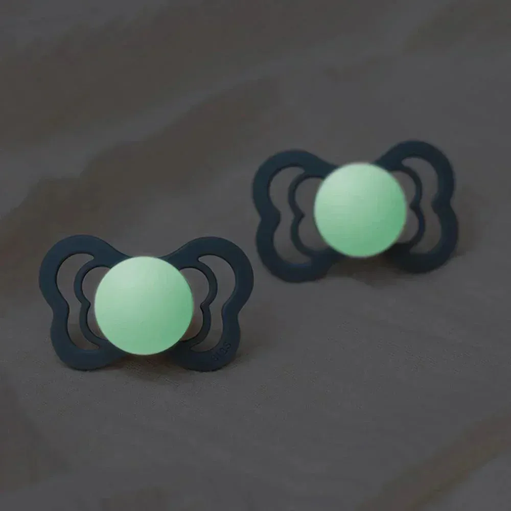 BIBS Supreme GLOW Schnuller 2er-Pack Blush/Vanilla nachtleuchtend