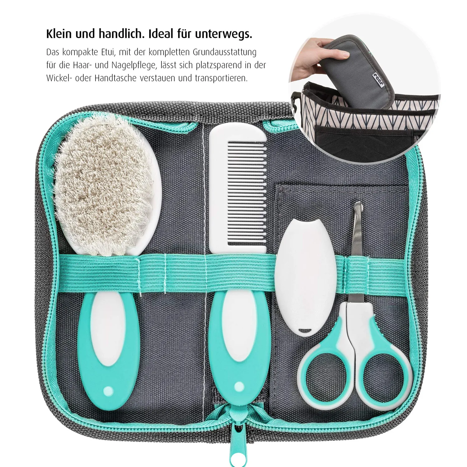 Reer BabyCare Babypflegeset 5-teilig Naturborsten Etui