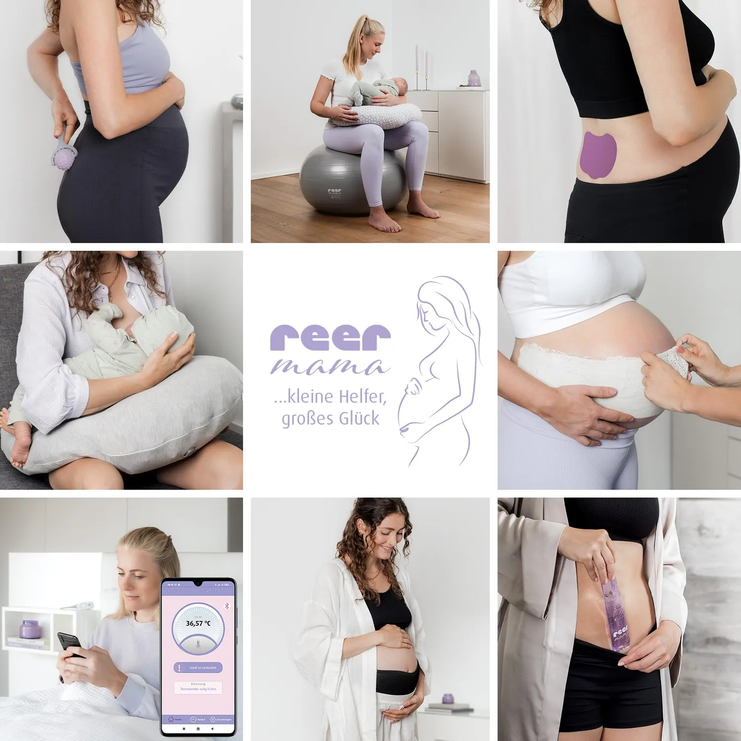 Reer Mama Kinesiotape Schwangerschaft Tape Lila 6 Stück elastisch