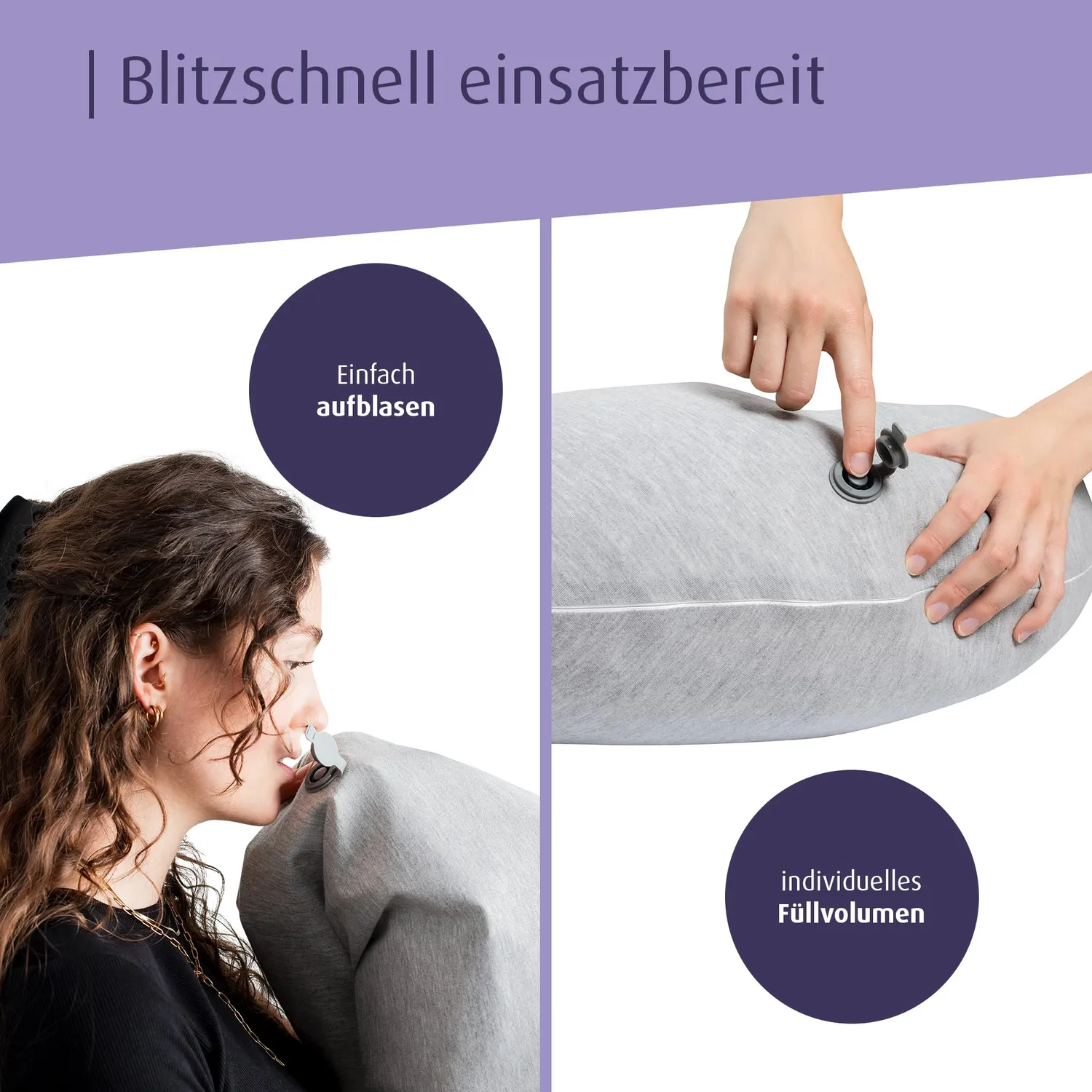 reer To Go Air Stillkissen aufblasbar grau tropfenform