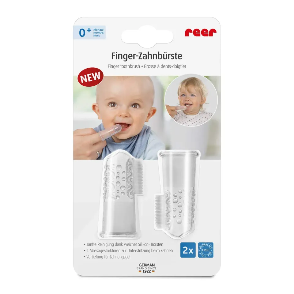 Reer 79249 Finger-Zahnbürste Silikon transparent 2 Stück