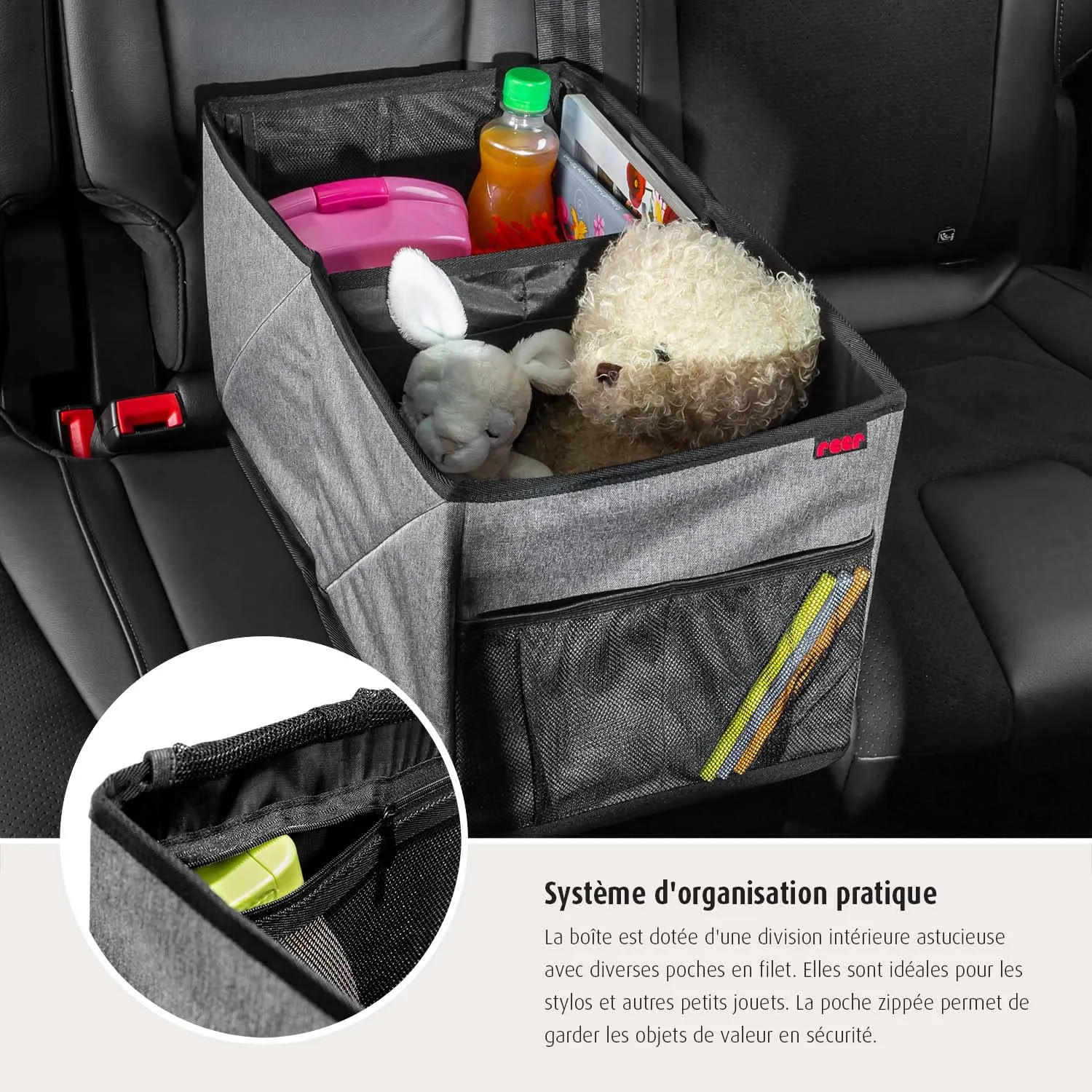 reer TravelKid Box Rücksitz-Autobox grau 46 cm