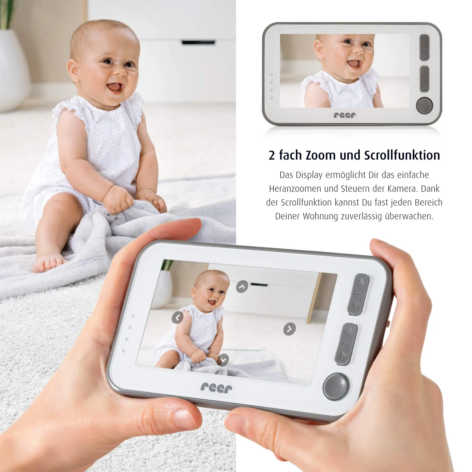 reer 80440 BabyCam XL Video-Babyphone weiß 4,3 Zoll
