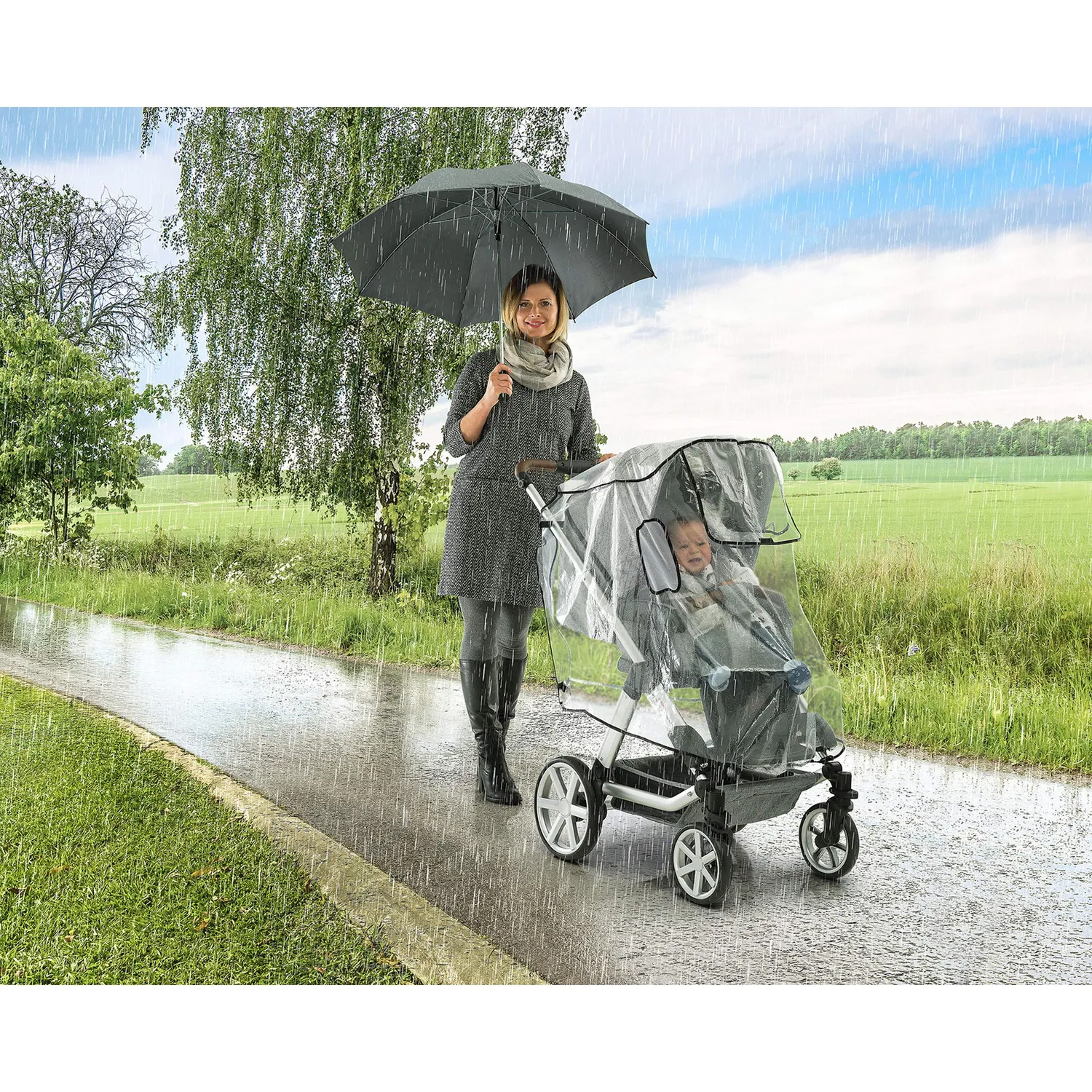 Reer RainCover Active Regenschutz Buggy transparent