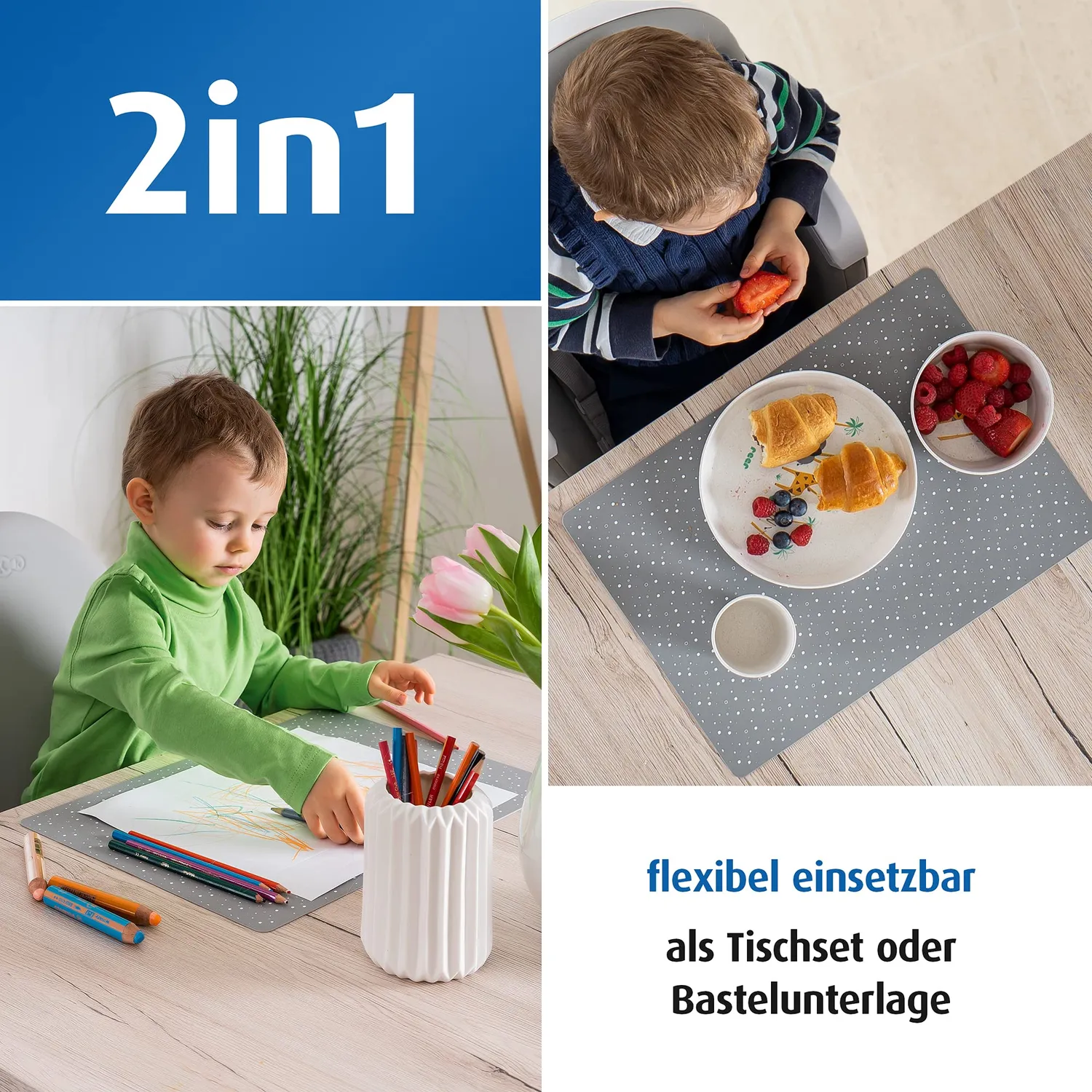 Reer Eat'n Tidy 25021 Tischset Silikon grau rutschfest