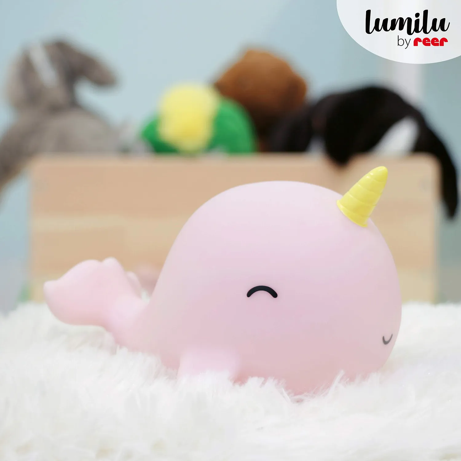 Reer Lumilu Sea Life Nachtlicht Narwal Rosa mit Timer LED