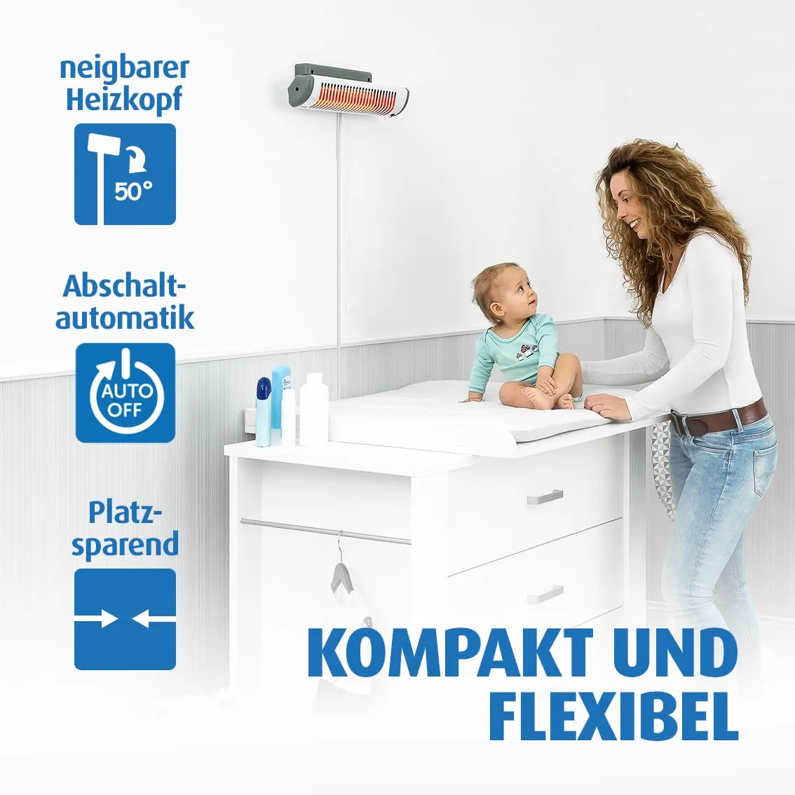 Reer EasyHeat Wickeltisch-Heizstrahler 500 W weiß
