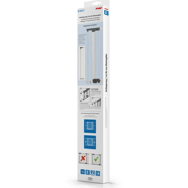 reer 46901 Verlängerung Klemmgitter Treppenschutzgitter 7 cm weiß