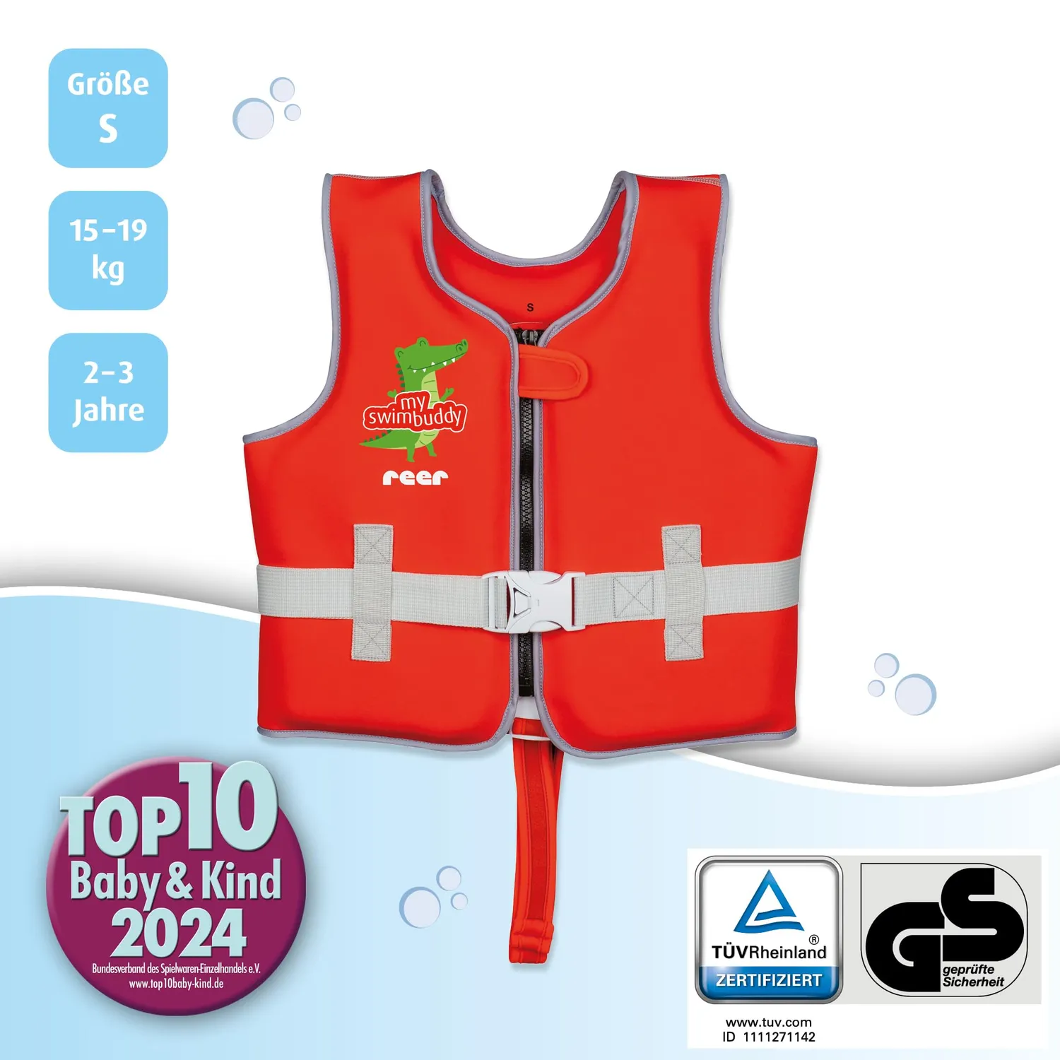 Reer Myswimbuddy Schwimmlernweste S 15-19kg Neopren Gelb