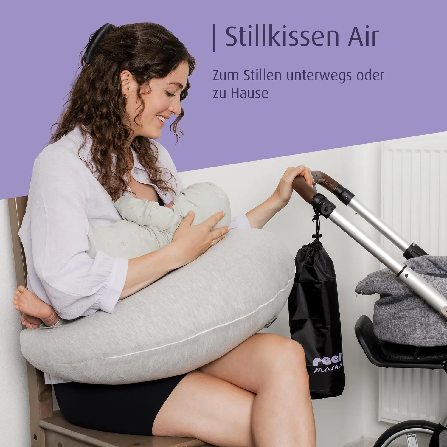 reer To Go Air Stillkissen aufblasbar grau tropfenform