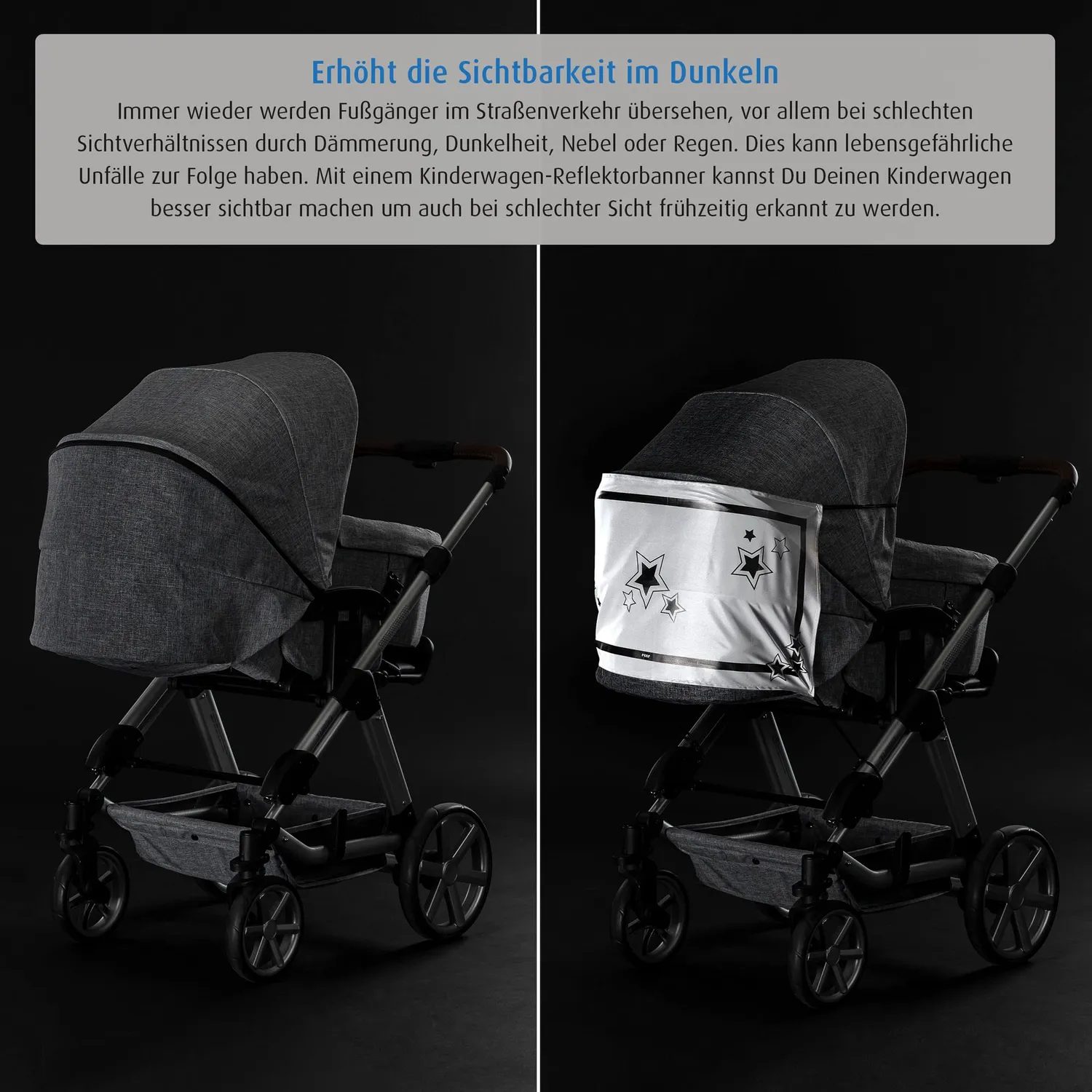 Reer MyBuddyGuard Kinderwagen Reflektor-Banner grau
