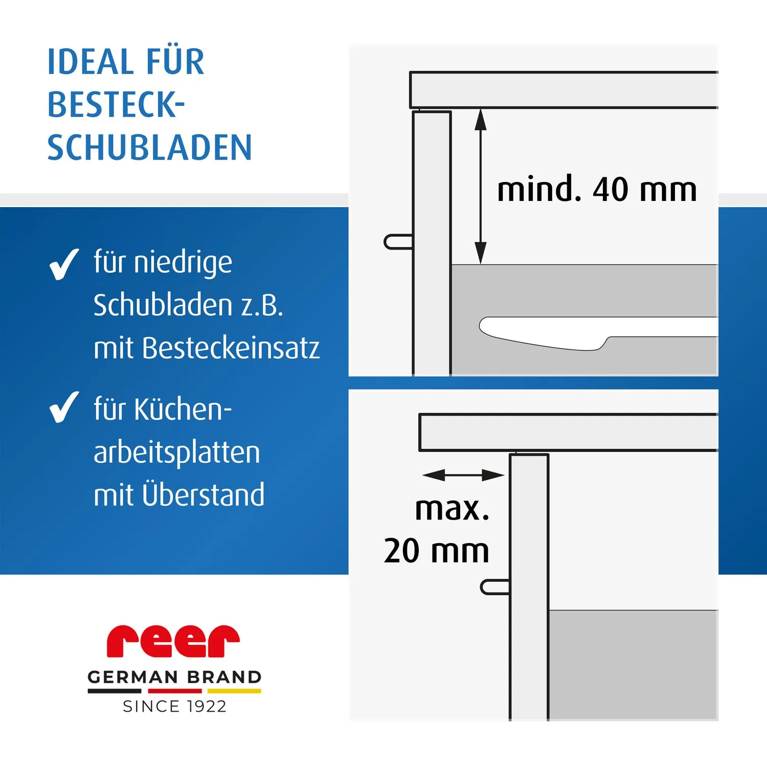 Reer Besteckschubladen-Sicherung Schublade weiß 2 Stück
