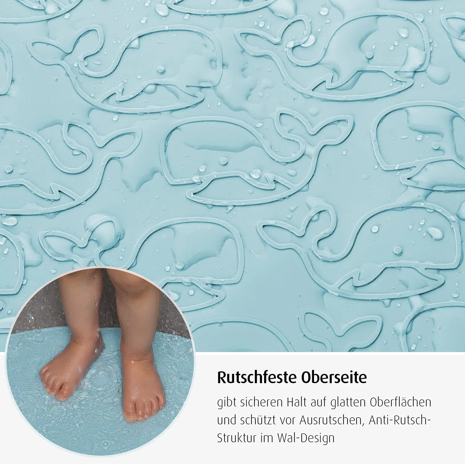 reer MyHappyBath Badewannenmatte 42x25 cm blau Wal