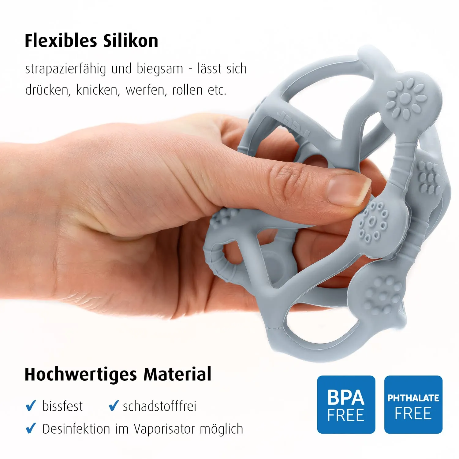Reer Bite&Play Beiß- und Greifball blau Silikon