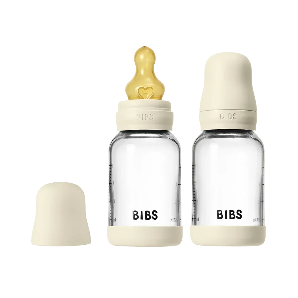 BIBS Baby Bottle Glasflasche Ivory 120 ml 2 Stück Latex