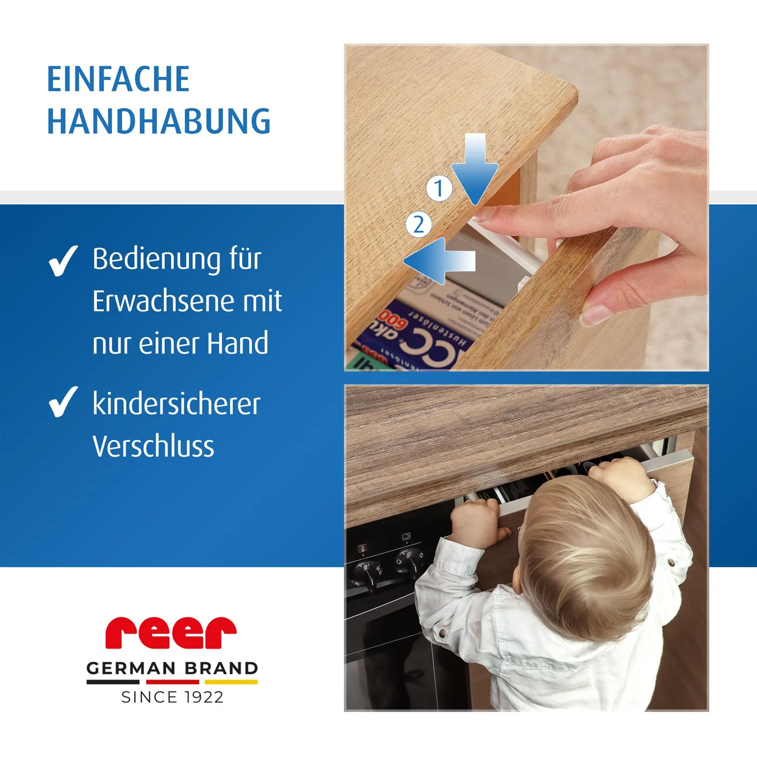 Reer Schrank- und Schubladensicherung innen weiß 8 Stück Klemmschutz