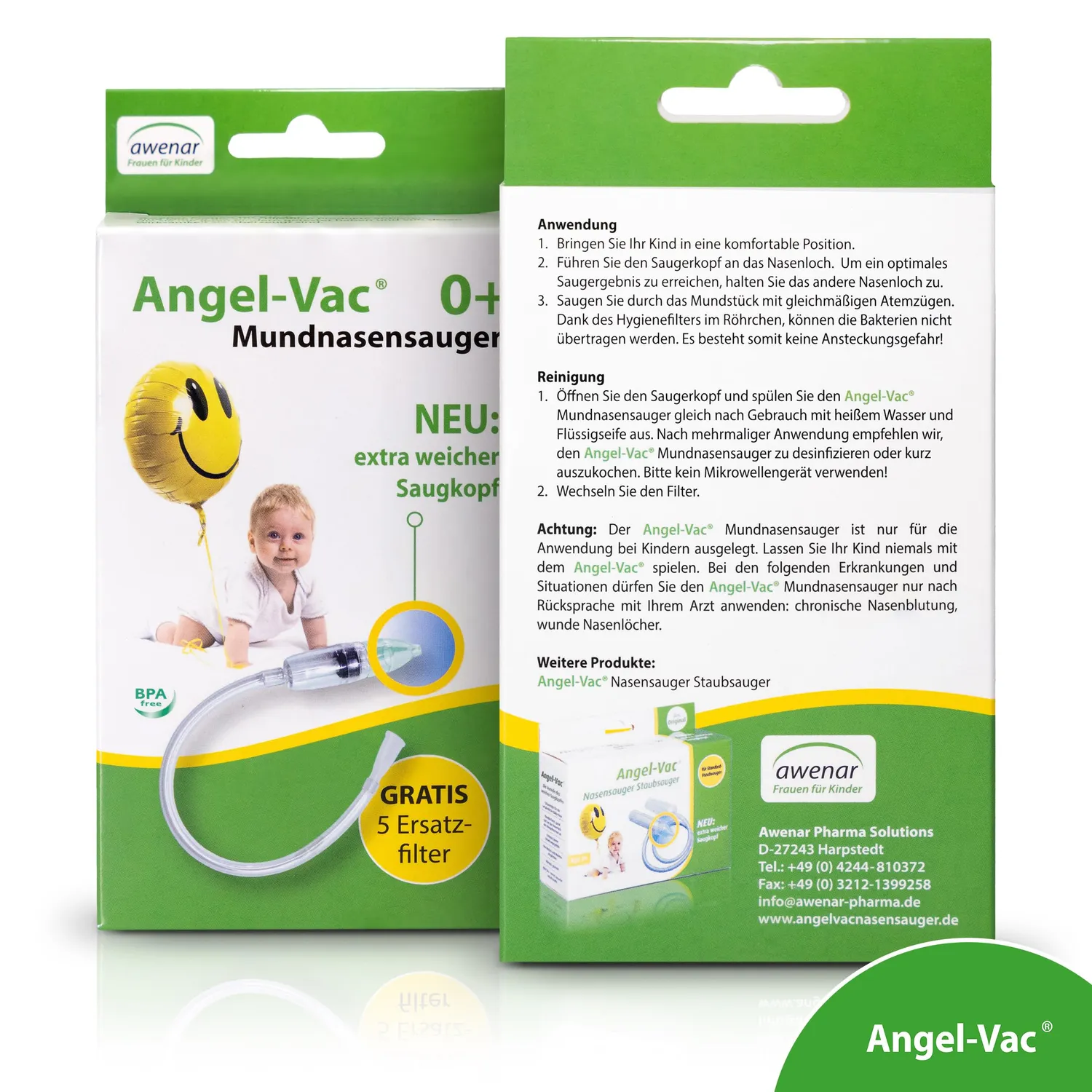 Angel-Vac Mund-Nasensauger Baby mit 5 Filtern