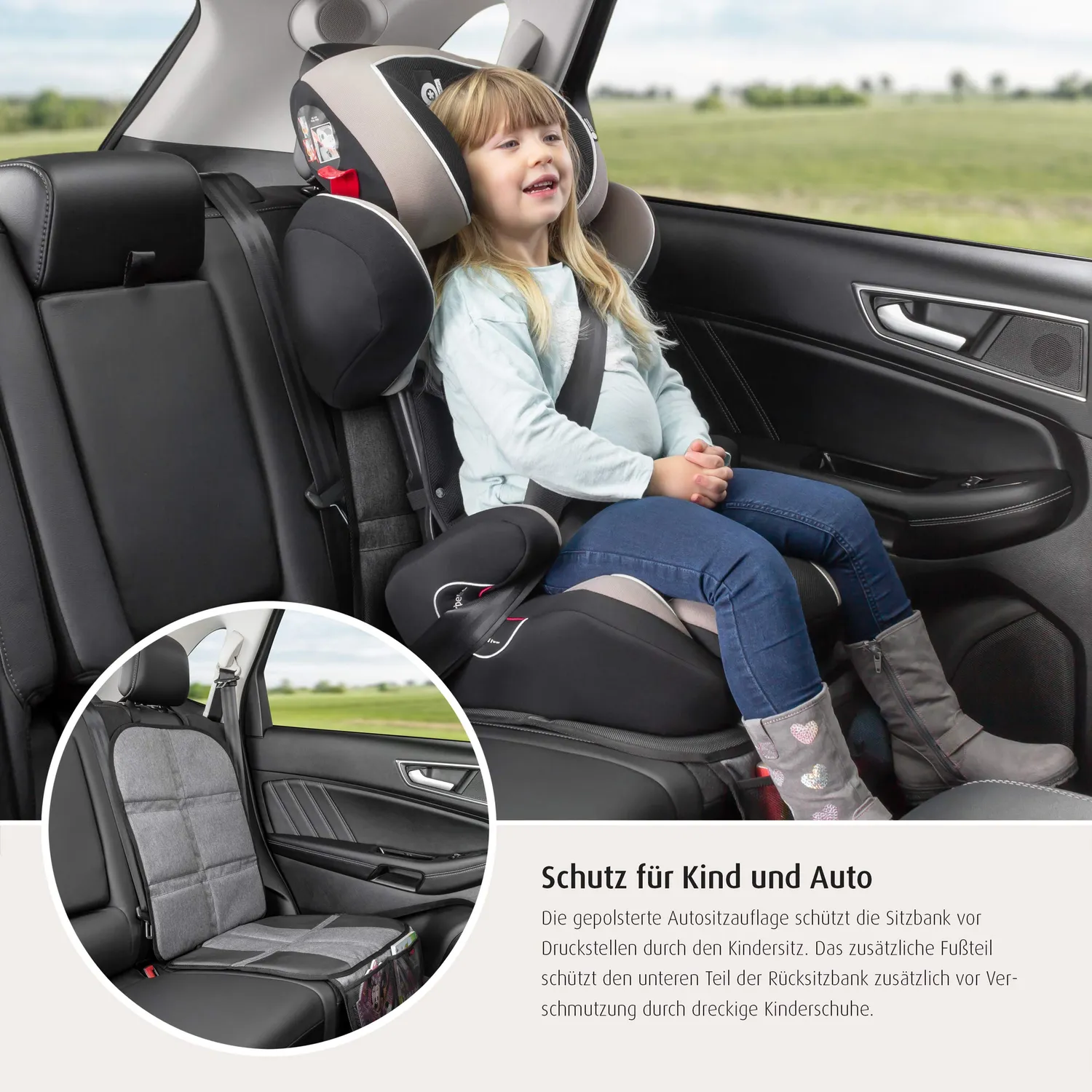 Reer TravelKid MaxiProtect Kindersitz-Unterlage lang grau