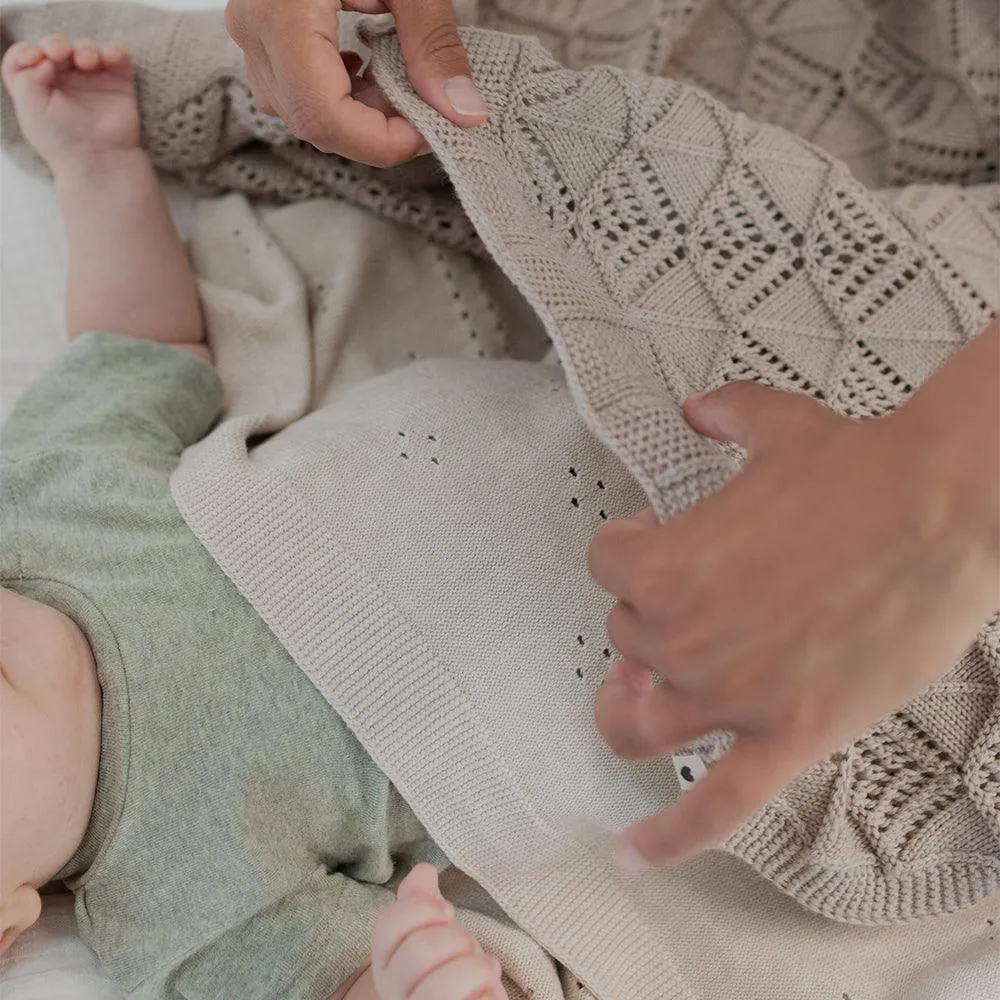 BIBS Knitted Blanket Pointelle Babydecke 70x100 Vanilla Bio