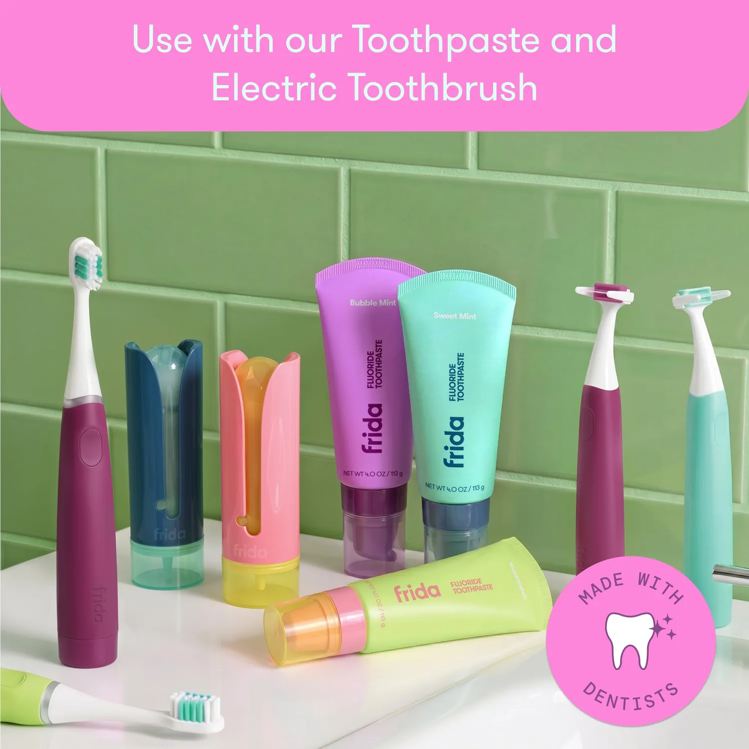 Frida Kids Electric Flosser Orthodontic Aufsätze 30 Stück Minze