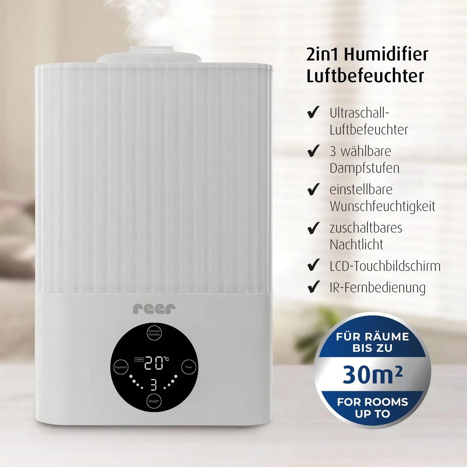 Reer 2in1 Humidifier Luftbefeuchter weiß Ultraschall