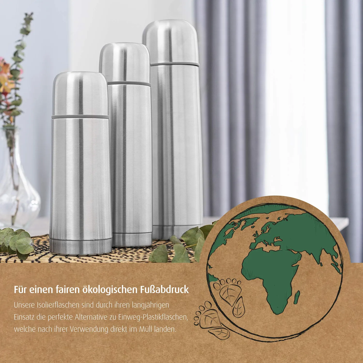 reer Pure 90308 Isolier-Flasche 350 ml silber Edelstahl
