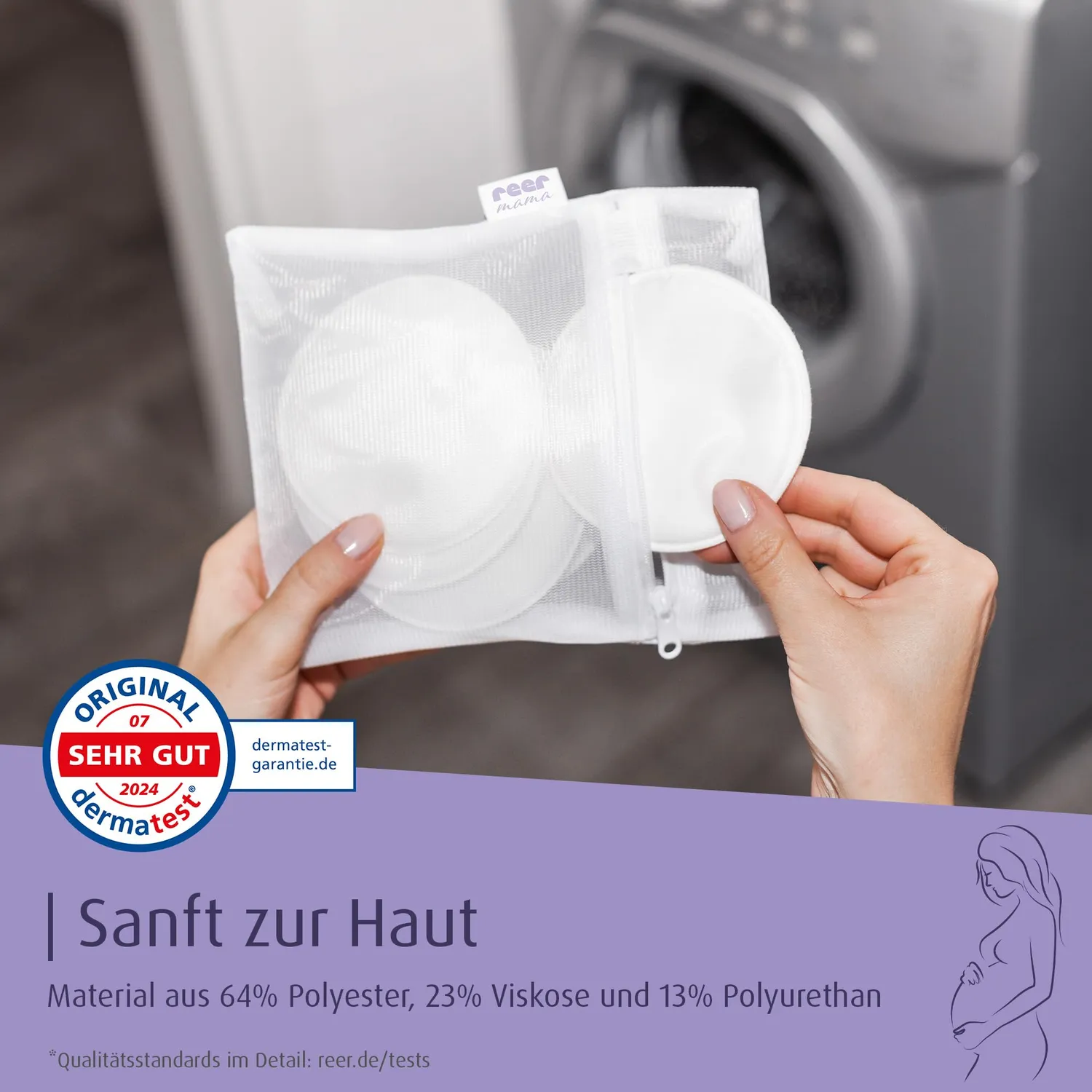 Reer Mama Stilleinlagen waschbar weiß 8 Stück mit Netz