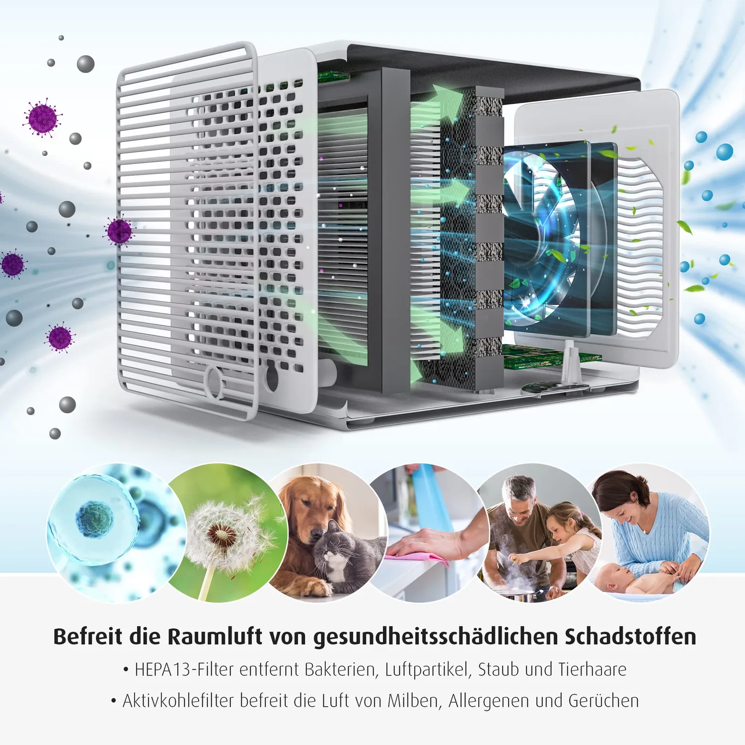 Reer 4in1 Air Purifier Luftreiniger weiß mit Nachtlicht