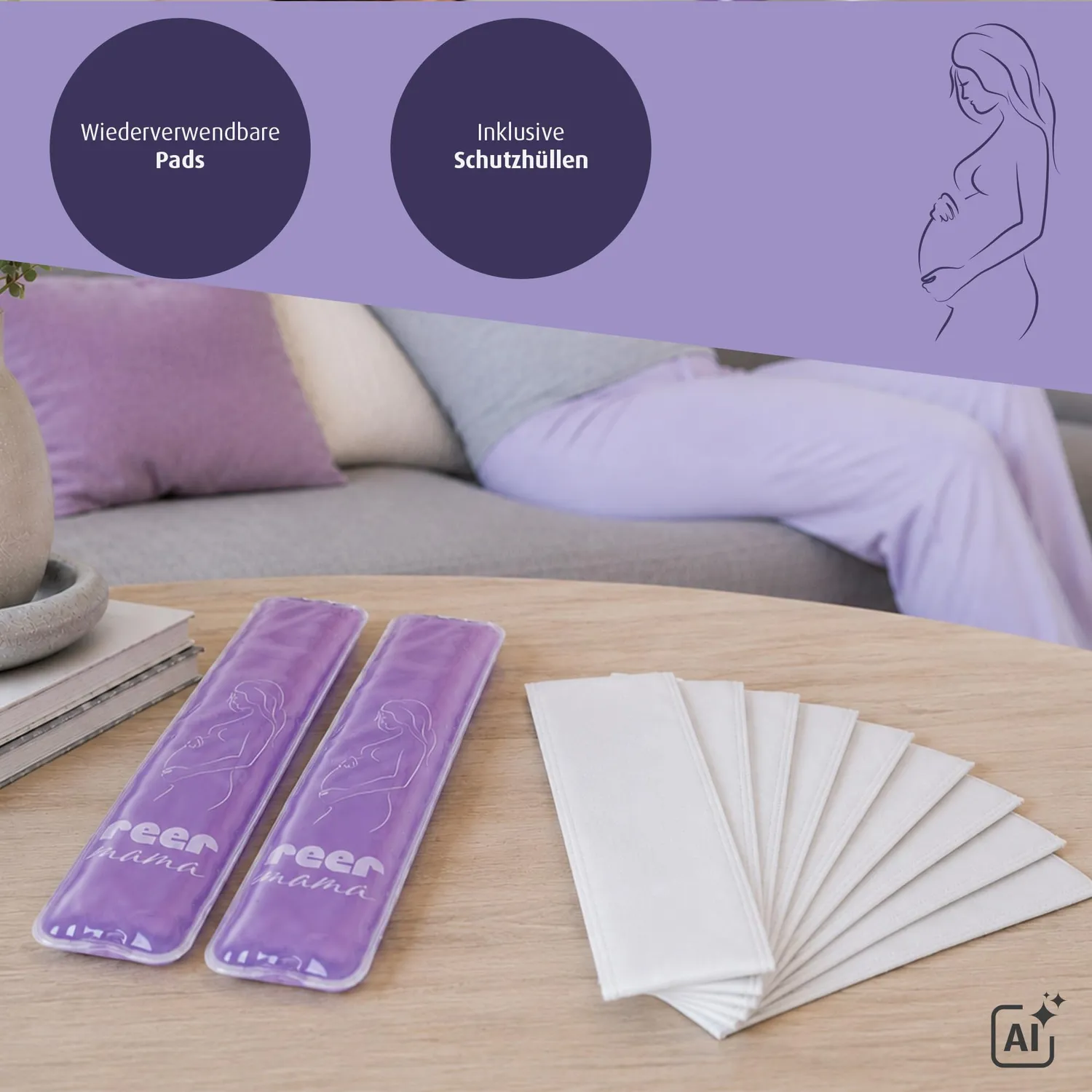 reer mama Wochenbett Kühlkompresse 2er Set 25 cm