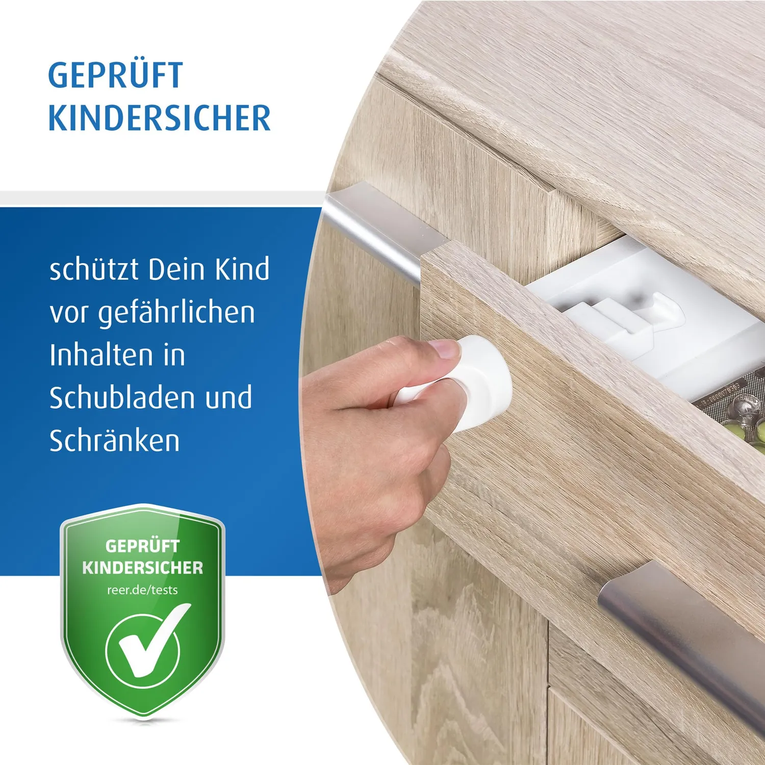 reer Magnetschloss Schranksicherung 4 Stück weiß unsichtbar