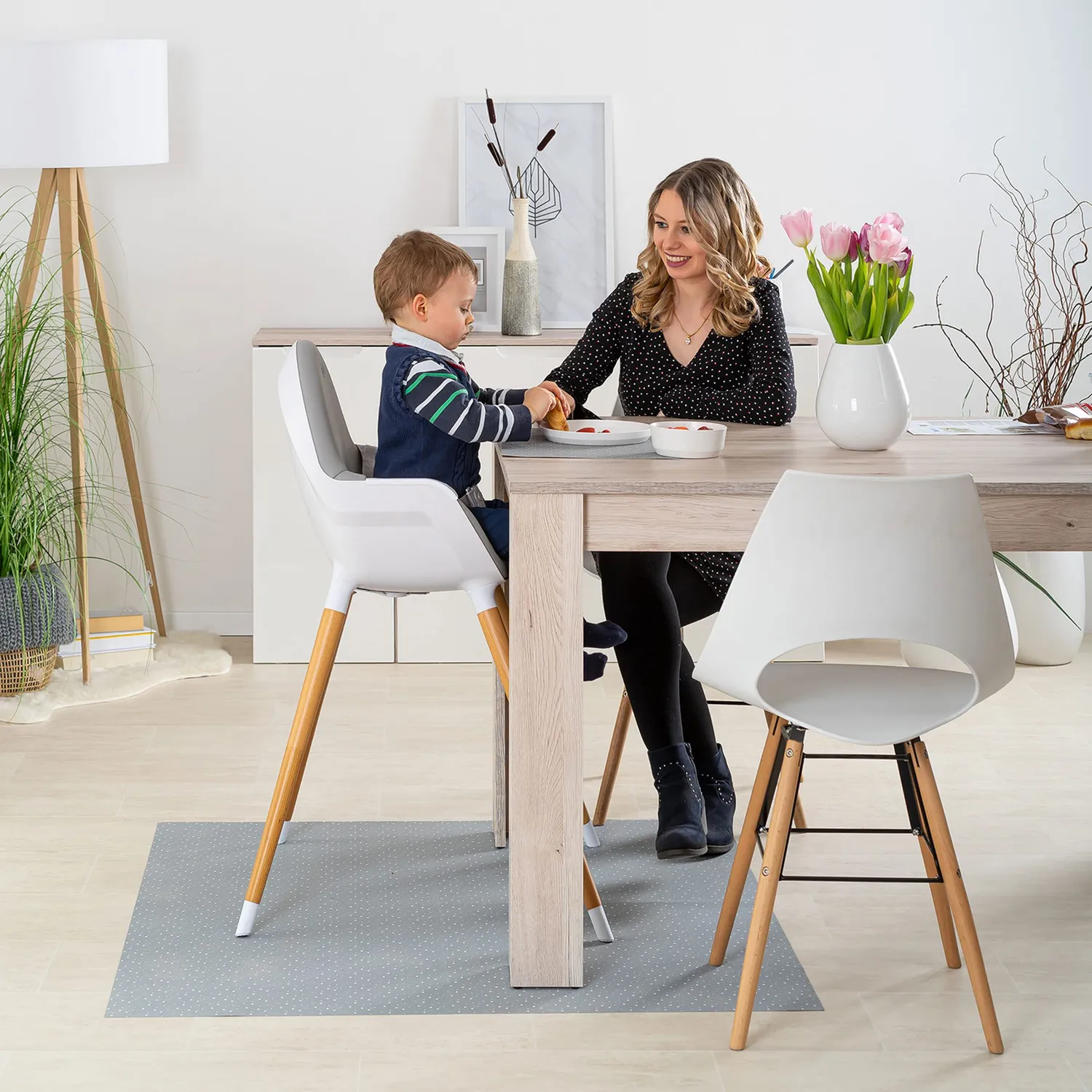 Reer Eat'n Tidy Hochstuhlunterlage grau 107x107 wasserfest