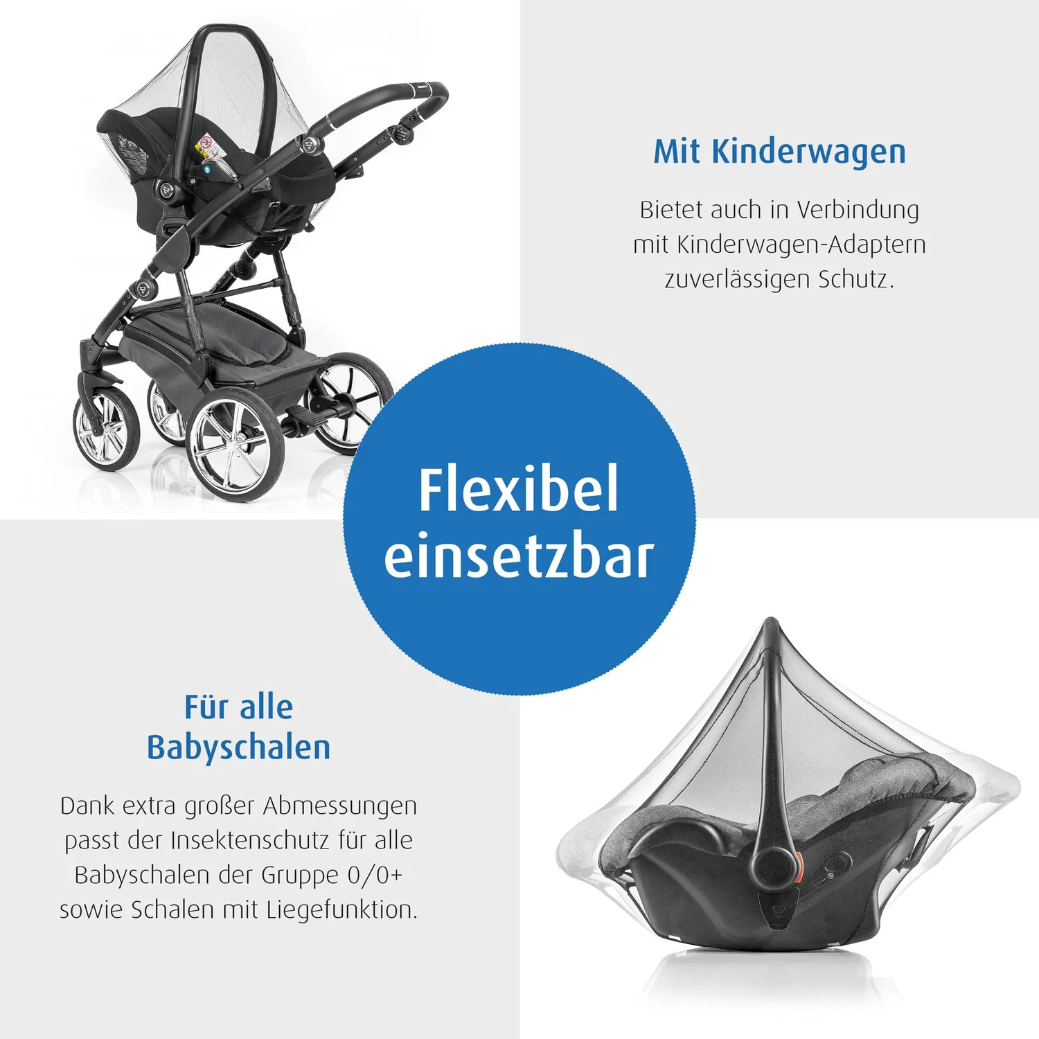 Reer 87011 Insektennetz Babyschale schwarz Extra groß