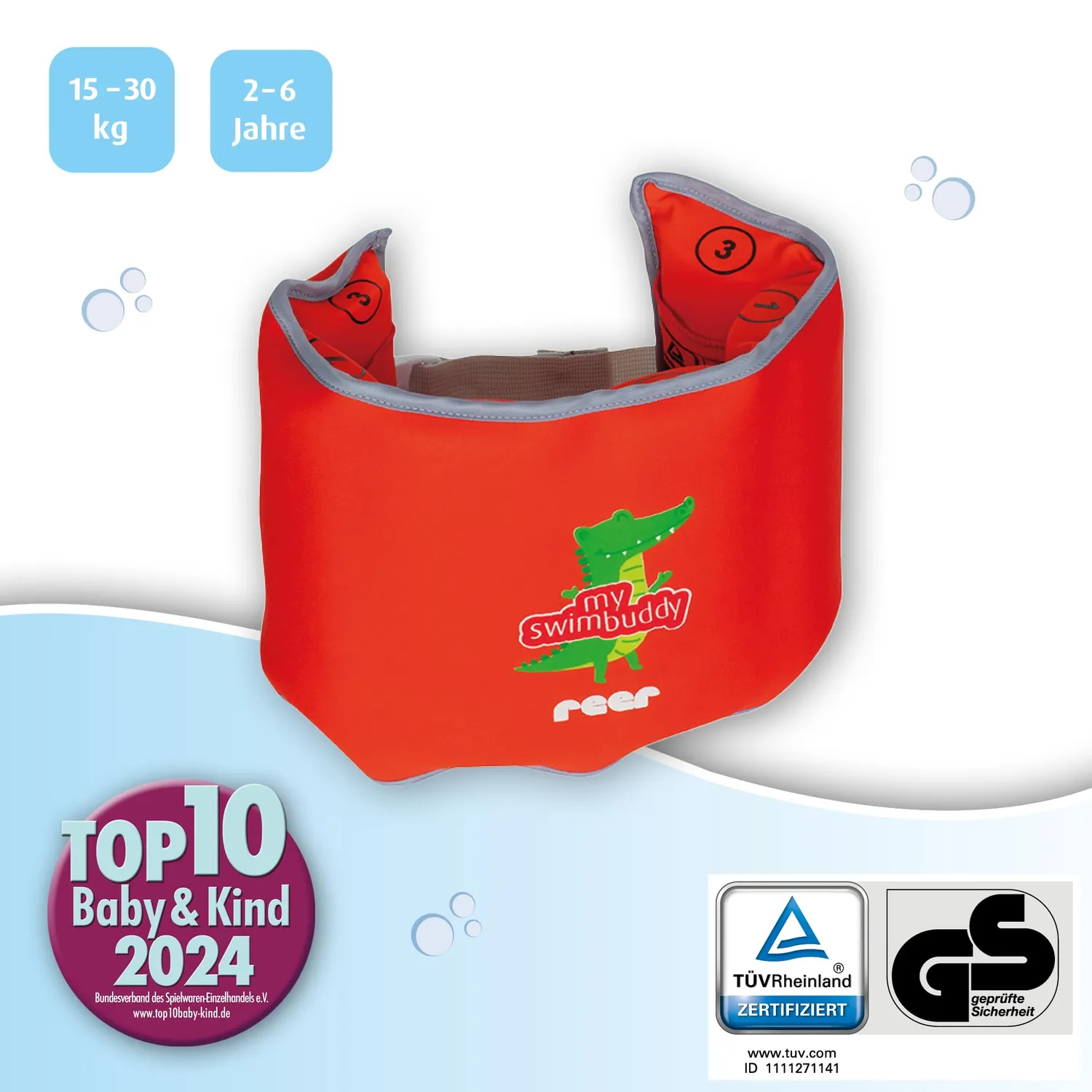 Reer myswimbuddy Schwimmgürtel 15-30 kg Neopren rot