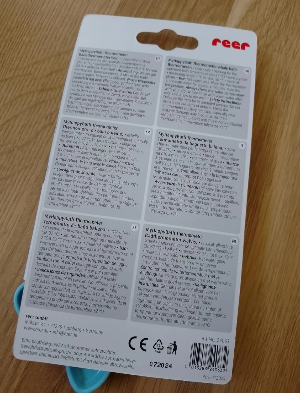 Reer Schildkröte Baby-Badethermometer quecksilberfrei