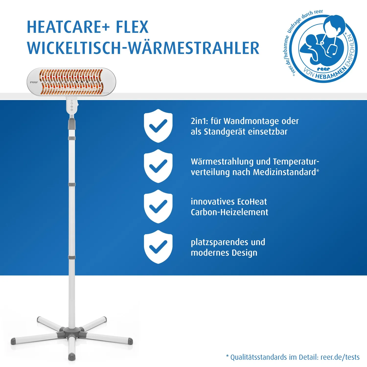 reer HeatCare+ Flex Wärmestrahler Wickeltisch 2in1 Standgerät