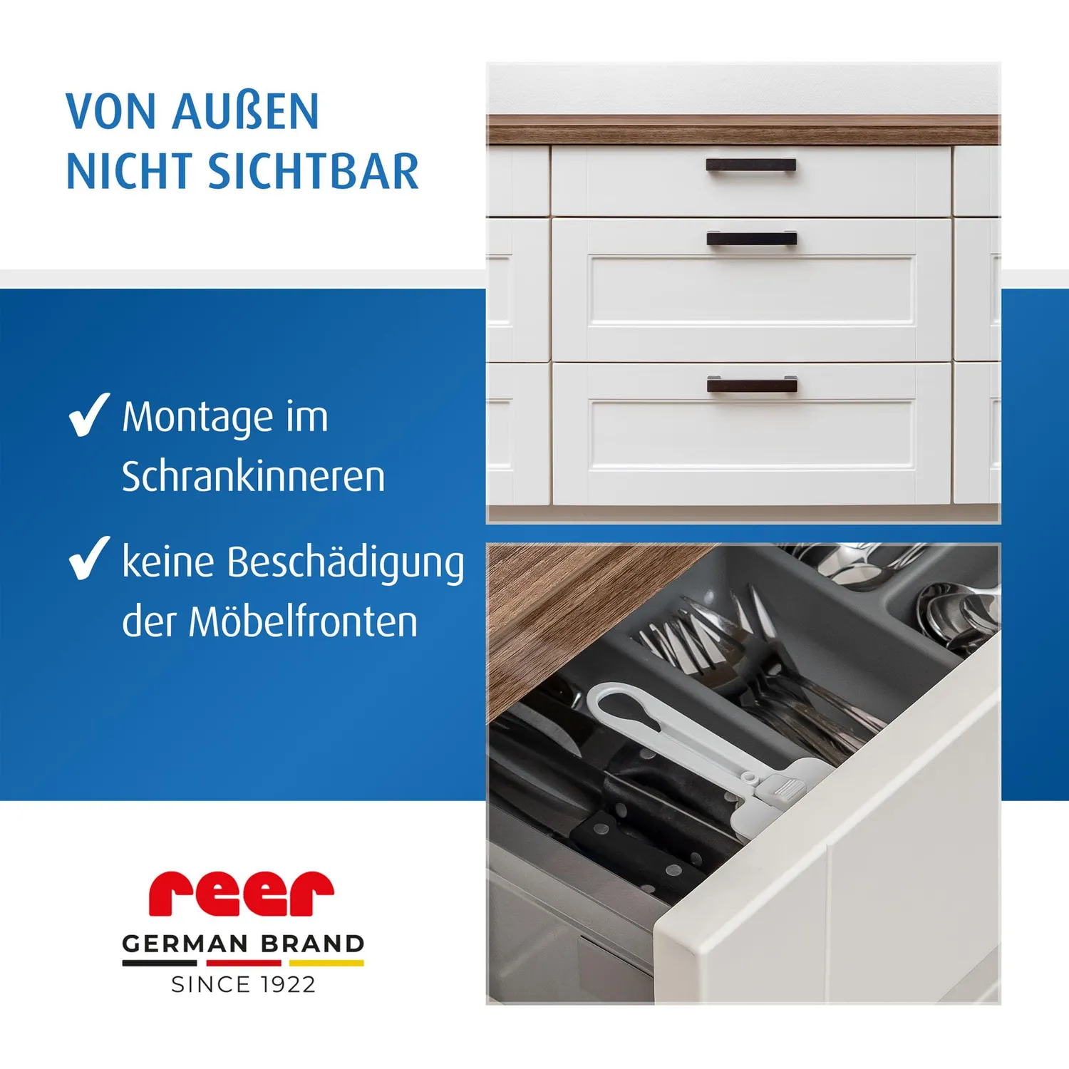 Reer Besteckschubladen-Sicherung Schublade weiß 2 Stück