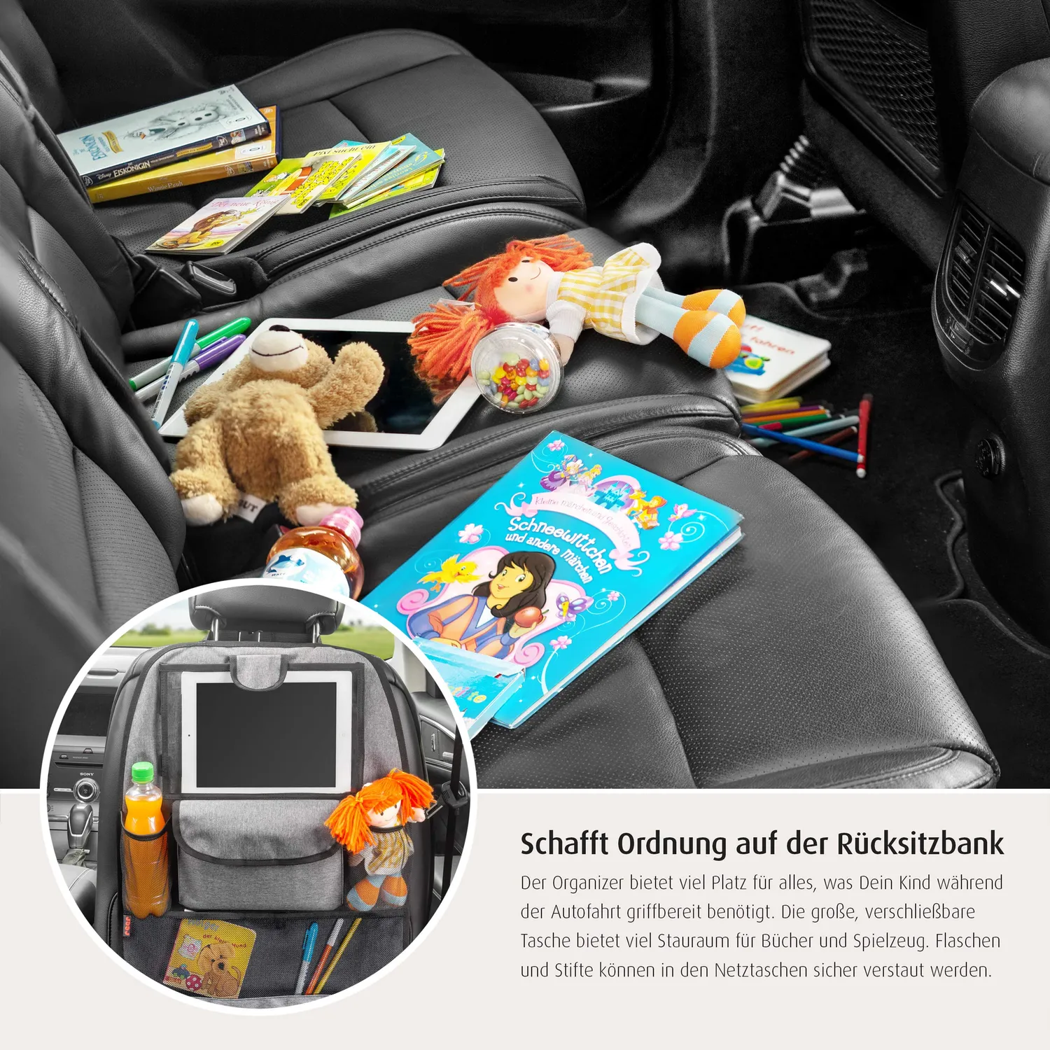 reer TravelKid Entertain Autositz-Organizer Grau Tablet-Fach