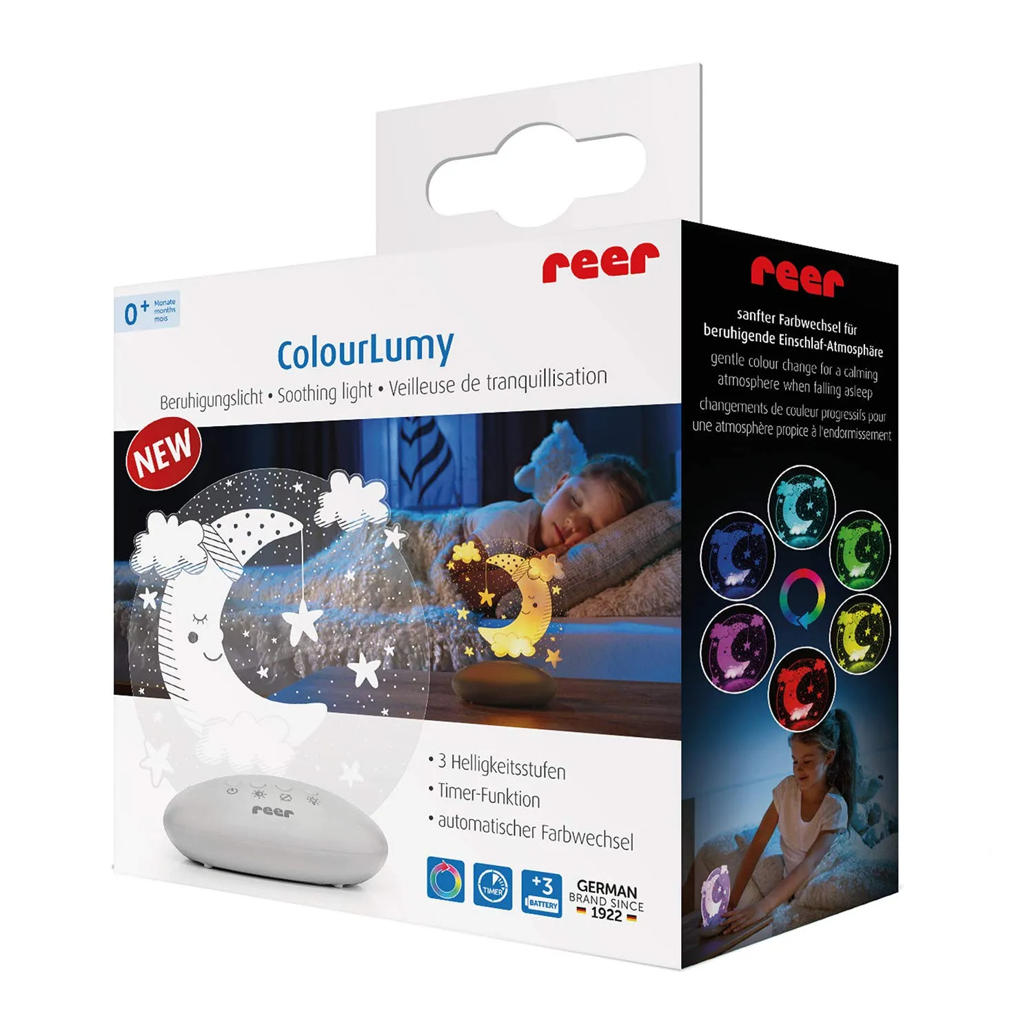 reer ColourLumy Mond Nachtlicht grau Farbwechsel Timer