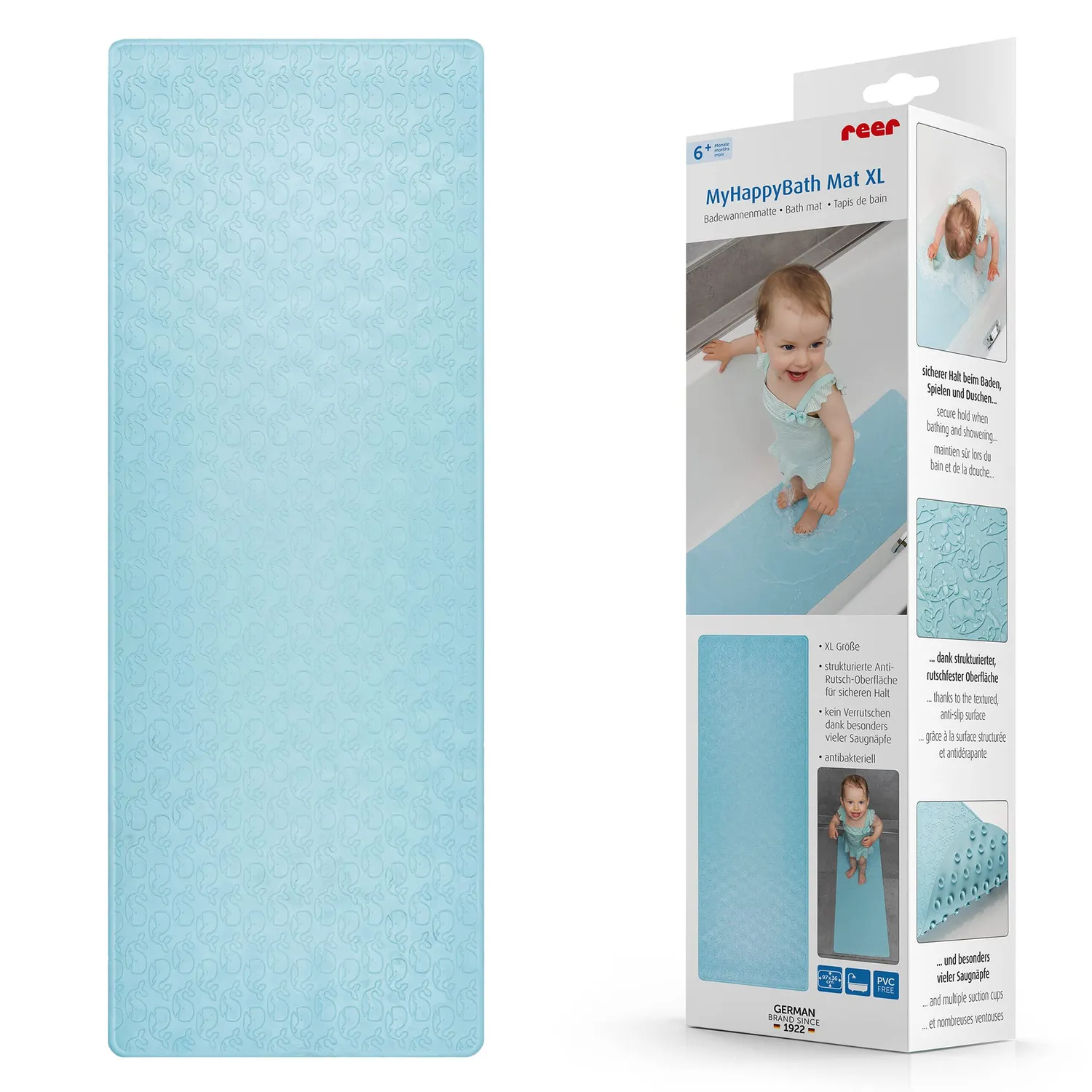 reer MyHappyBath Badewannenmatte 42x25 cm blau Wal