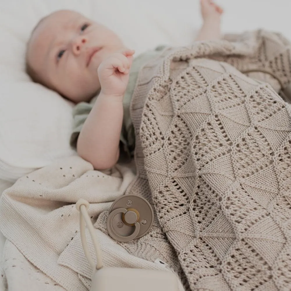 BIBS Knitted Blanket Pointelle Babydecke 70x100 Vanilla Bio