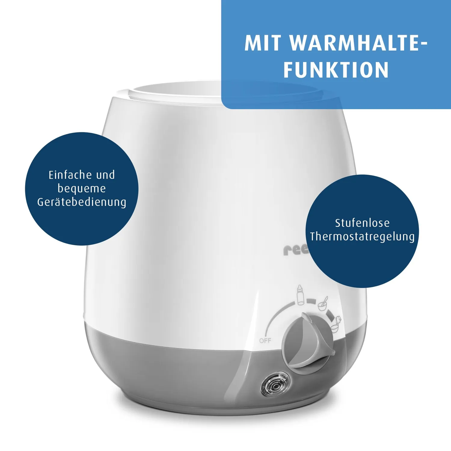 reer Simply Hot Flaschenwärmer Weiß Grau Wasserbad