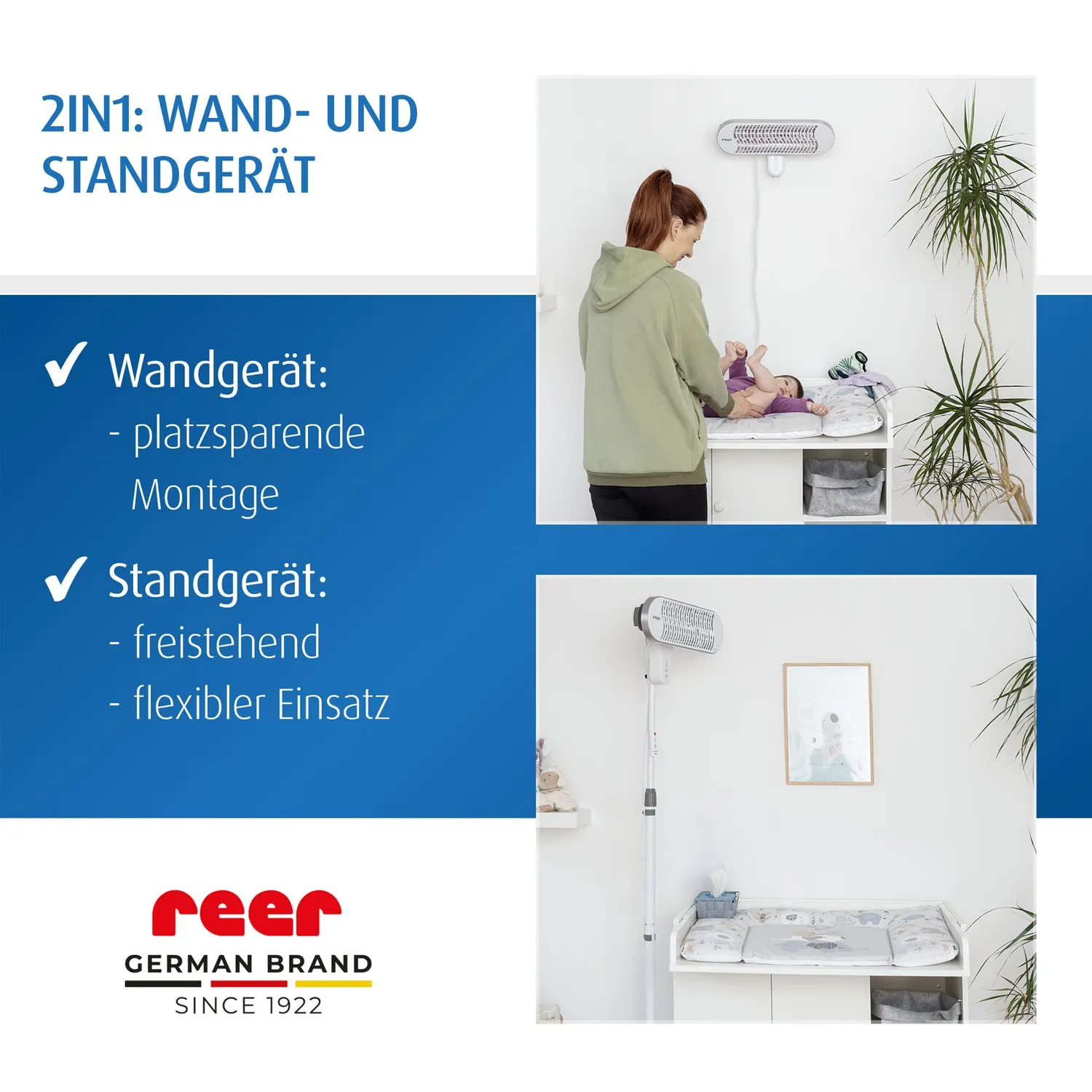 reer HeatCare+ Flex Wärmestrahler Wickeltisch 2in1 Standgerät